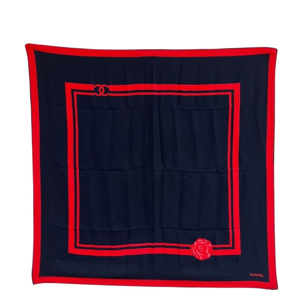 Chanel scarf/muffler, camellia design, silk.